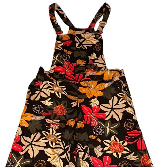 Los Banditos Floral Print Boho Disco Wide Leg Jumpsuit Overalls Romper - Picture 4 of 12